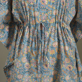 Blue Sanganeri Block Print Cotton Kaftan (Medium) 