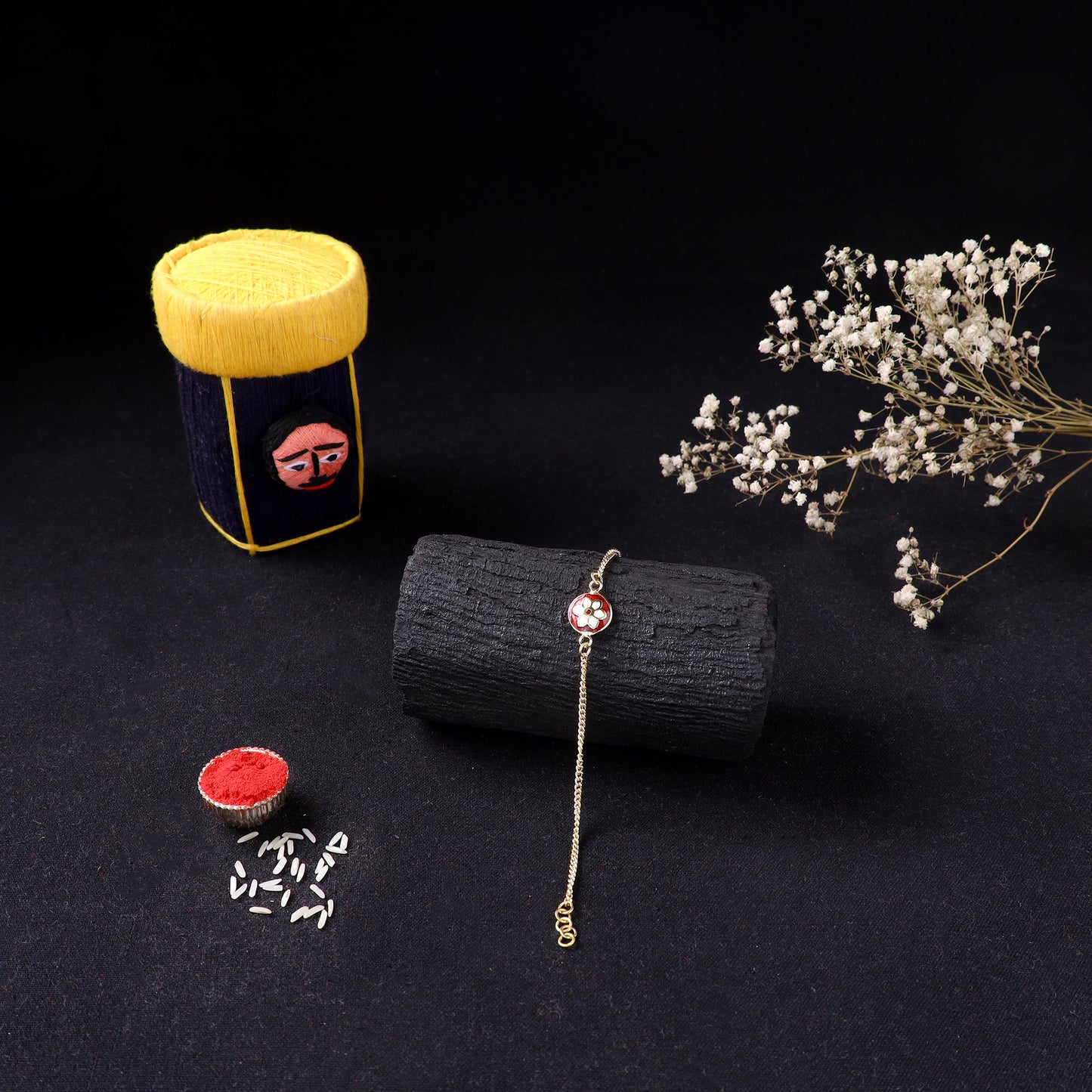 Handcrafted Meenakari Rakhi for Brother with Coir Box 228