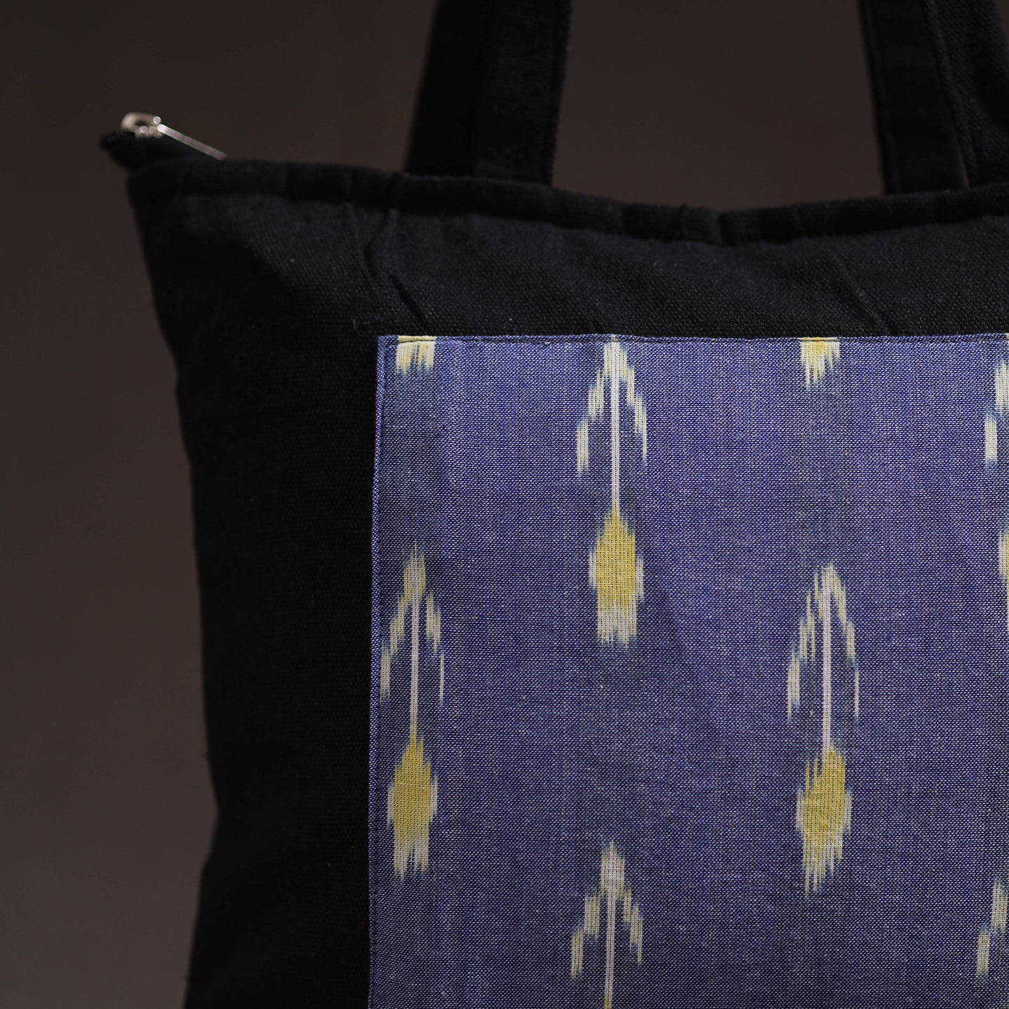 Blue - handcrafted ikat patch canvas cotton shoulder bag 28