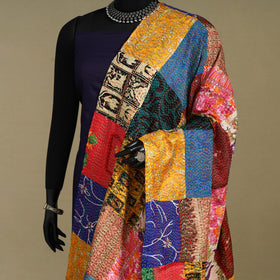 Multicolor - patchwork reversible silk bengal kantha work