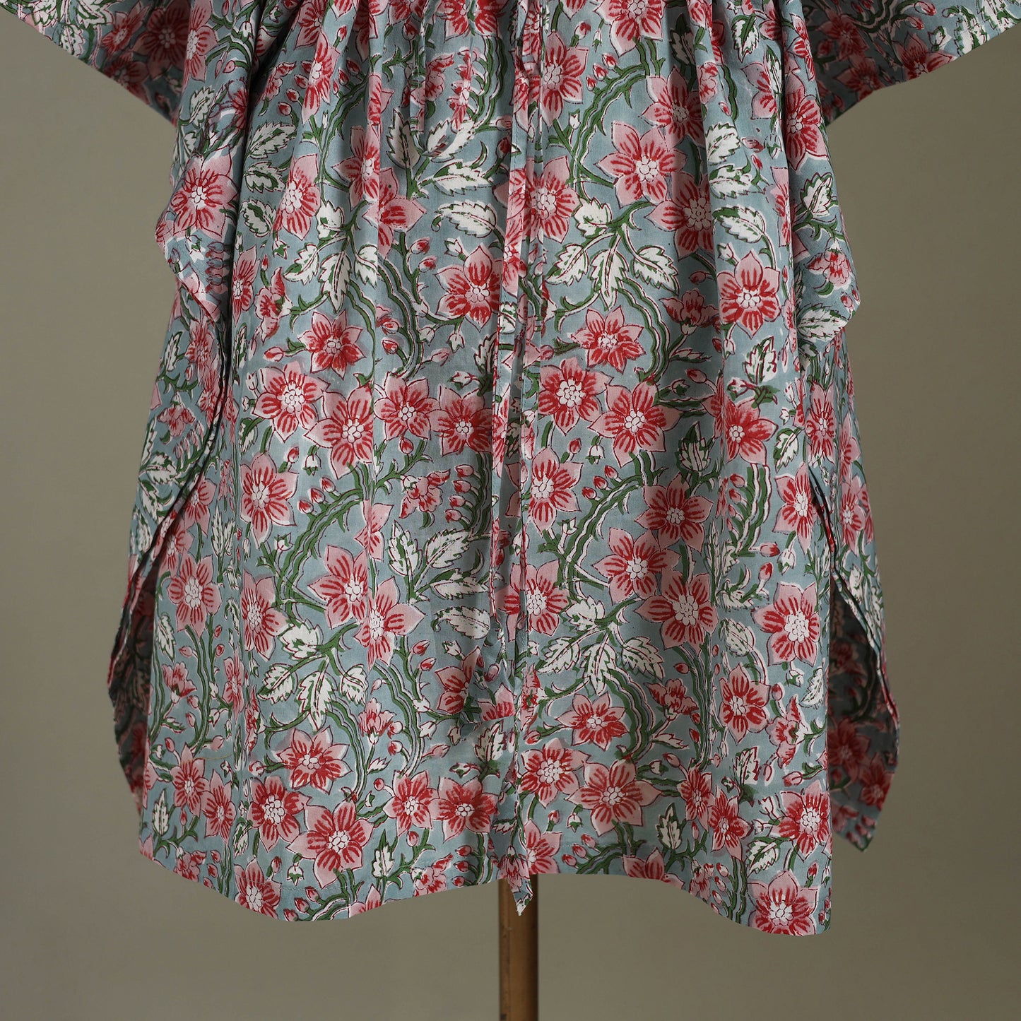 Green Sanganeri Block Print Cotton Kaftan (Medium) 