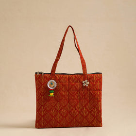  Red Handcrafted Quilted Cotton Hand Bag