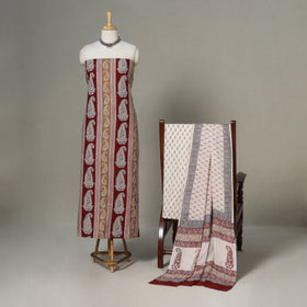 Red - 3pc cotton unstitched bagh dress material 11