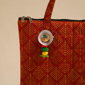  Red Handcrafted Quilted Cotton Hand Bag