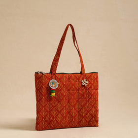  Red Handcrafted Quilted Cotton Hand Bag