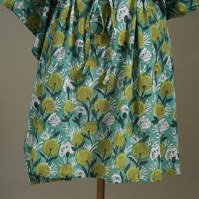Green Sanganeri Block Print Cotton Kaftan (Medium) 