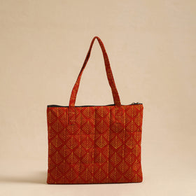  Red Handcrafted Quilted Cotton Hand Bag