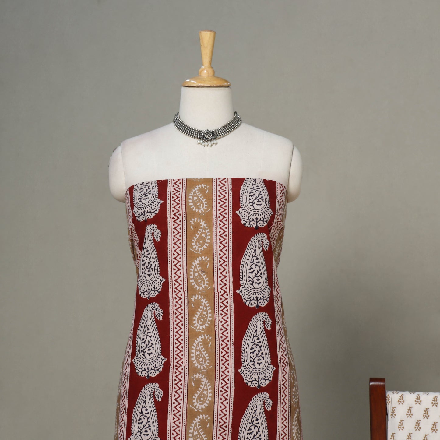 Red - 3pc cotton unstitched bagh dress material 11