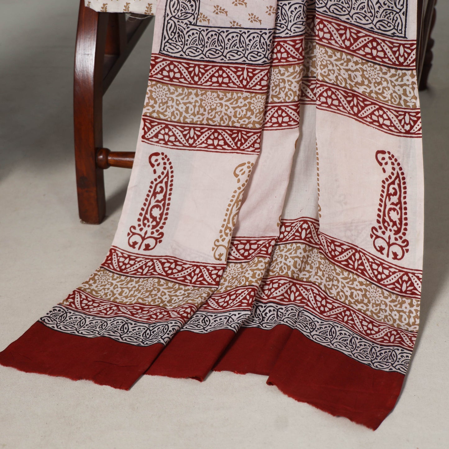 Red - 3pc cotton unstitched bagh dress material 11