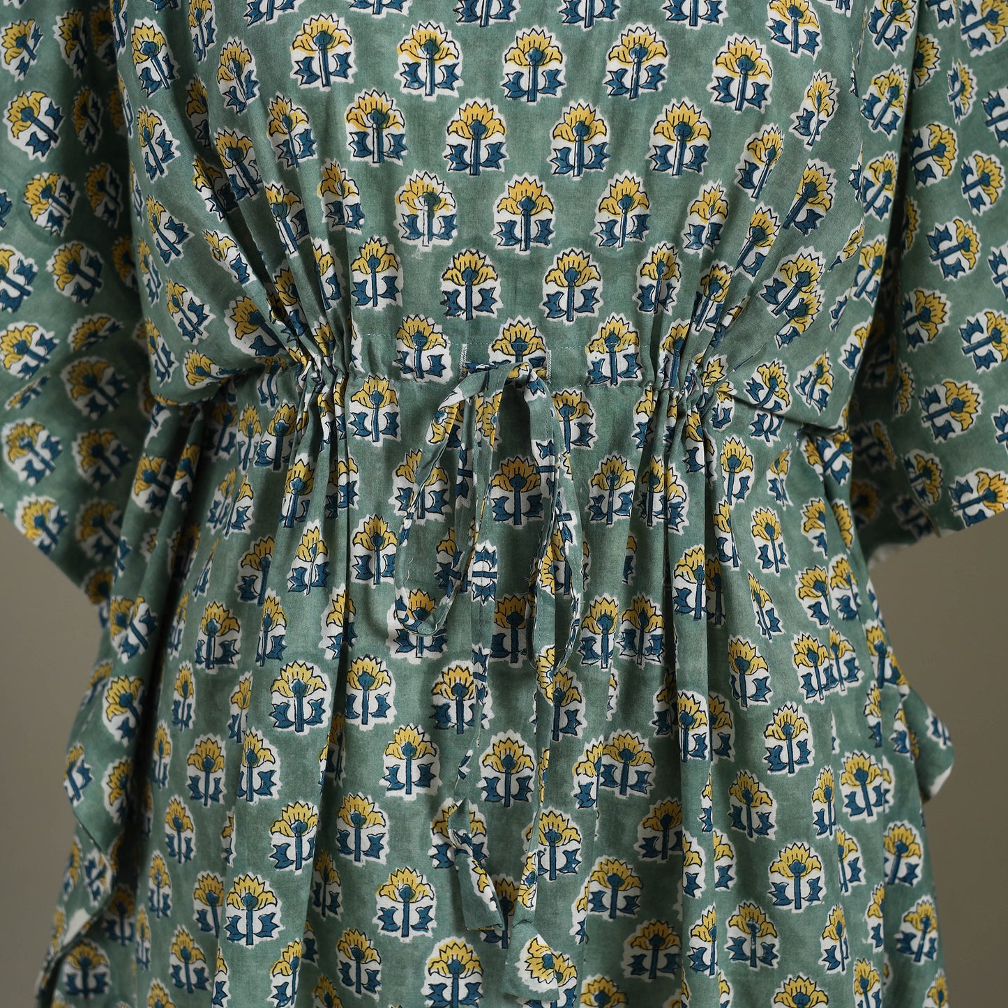 Green Sanganeri Block Print Cotton Kaftan (Medium) 