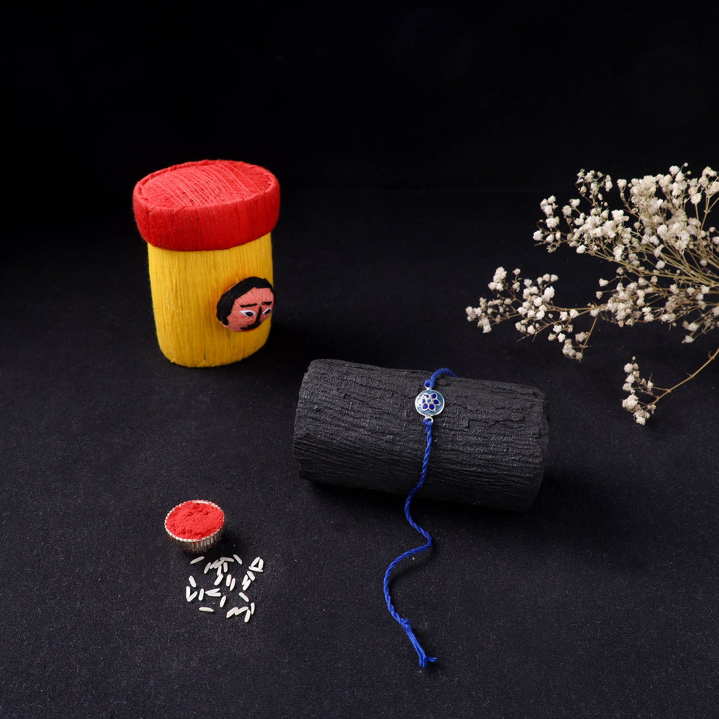 Handcrafted Meenakari Rakhi for Brother with Coir Box 02
