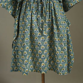 Green Sanganeri Block Print Cotton Kaftan (Medium) 