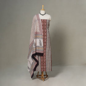 Beige - 3pc cotton unstitched bagh dress material 12