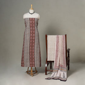 Beige - 3pc cotton unstitched bagh dress material 12