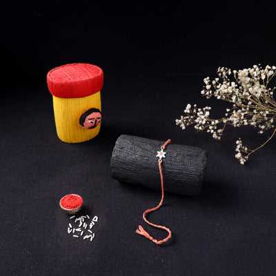 Handcrafted Meenakari Rakhi for Brother with Coir Box 07