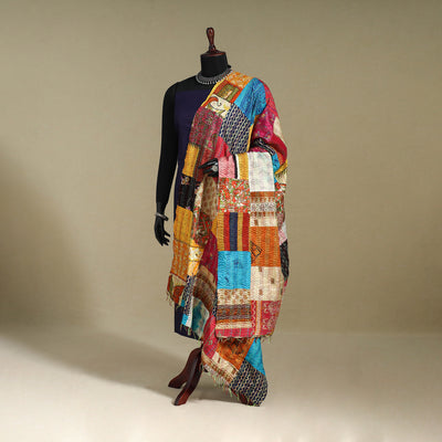 Multicolor - patchwork reversible silk bengal kantha work
