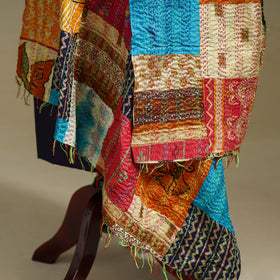 Multicolor - patchwork reversible silk bengal kantha work