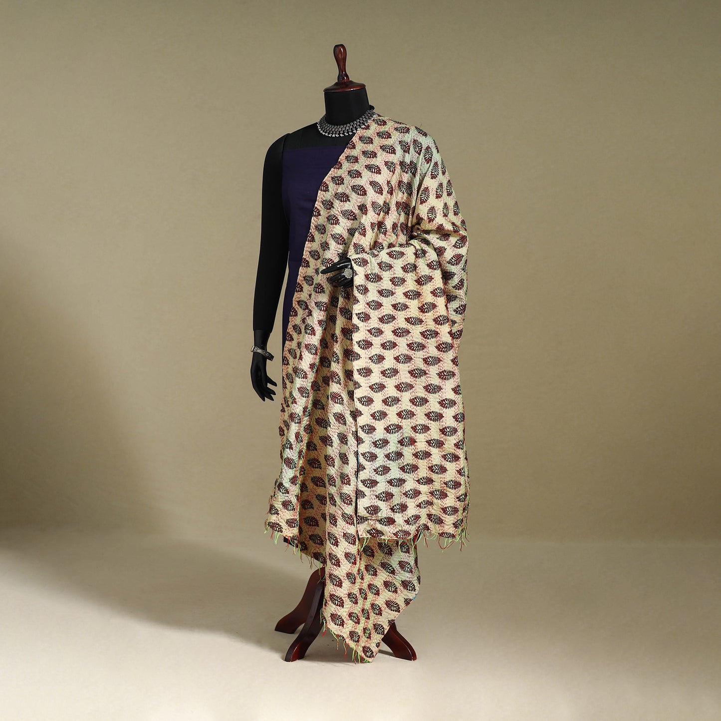 Multicolor - patchwork reversible silk bengal kantha work