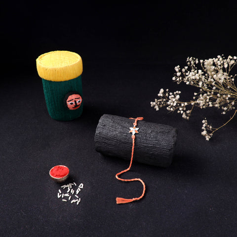 Handcrafted Meenakari Rakhi for Brother with Coir Box 13
