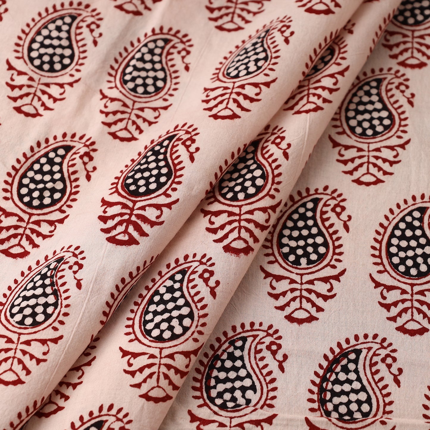 White - Bagh Hand Block Printed Cotton Fabric 04