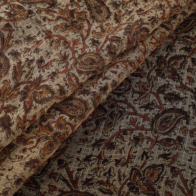 Pedana Hand Block Print Natural Dyed Kota Doria Cotton Kalamkari Fabric 01