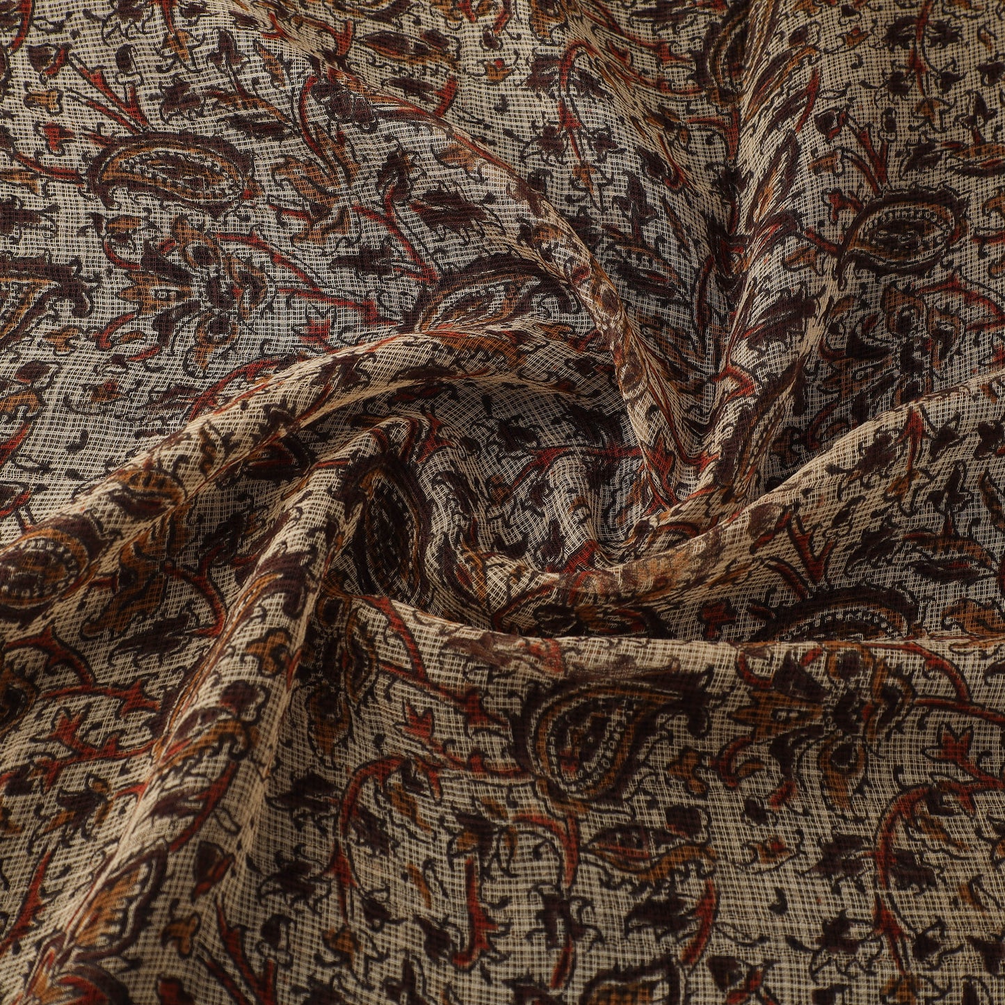 Pedana Hand Block Print Natural Dyed Kota Doria Cotton Kalamkari Fabric 01