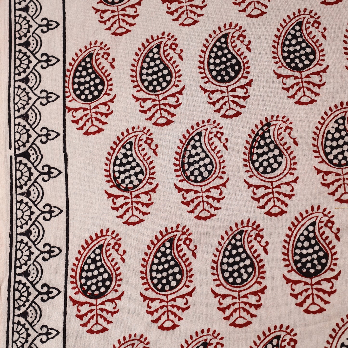 White - Bagh Hand Block Printed Cotton Fabric 04