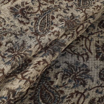 Pedana Hand Block Print Natural Dyed Kota Doria Cotton Kalamkari Fabric 02