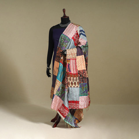 Multicolor - patchwork reversible silk bengal kantha work
