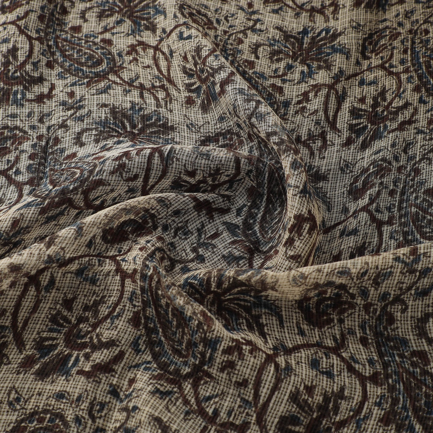 Pedana Hand Block Print Natural Dyed Kota Doria Cotton Kalamkari Fabric 02