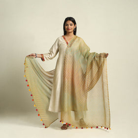Brown Tie & Dye Kota Doria Cotton Leheriya Dupatta