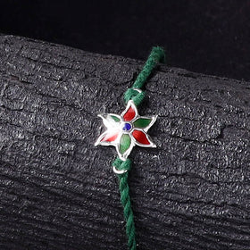 Handcrafted Meenakari Rakhi for Brother with Coir Box 15