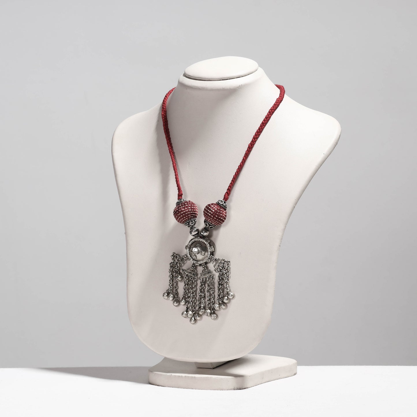Lambani Tribal Thread & Oxidised German Silver Pendant Necklace