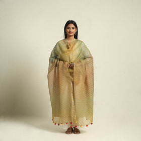 Brown Tie & Dye Kota Doria Cotton Leheriya Dupatta