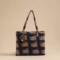 Blue Handcrafted Quilted Cotton Hand Bag