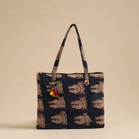  Blue Handcrafted Quilted Cotton Hand Bag