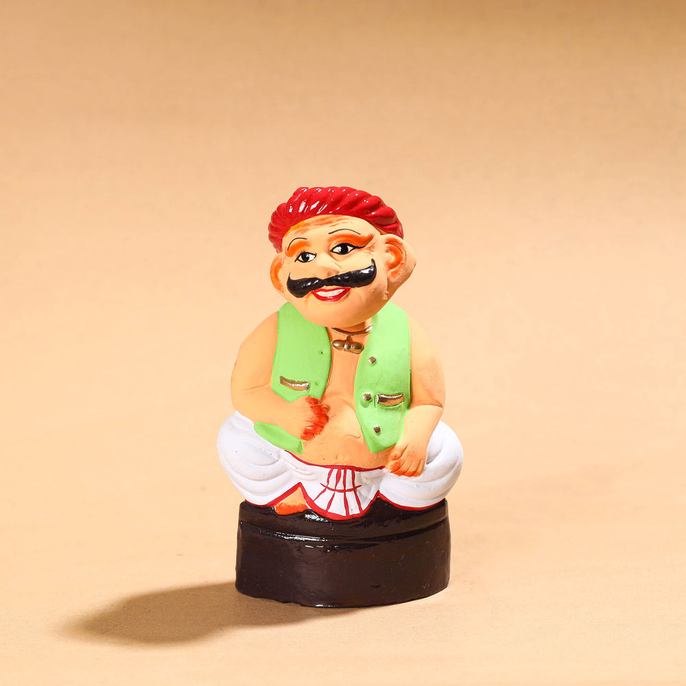 Handpainted Terracotta Bobble Head - Marwari Seth 30