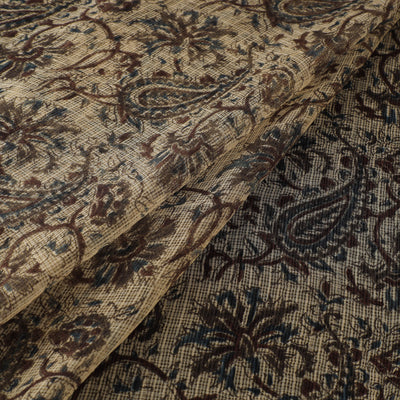 Pedana Hand Block Print Natural Dyed Kota Doria Cotton Kalamkari Fabric 04