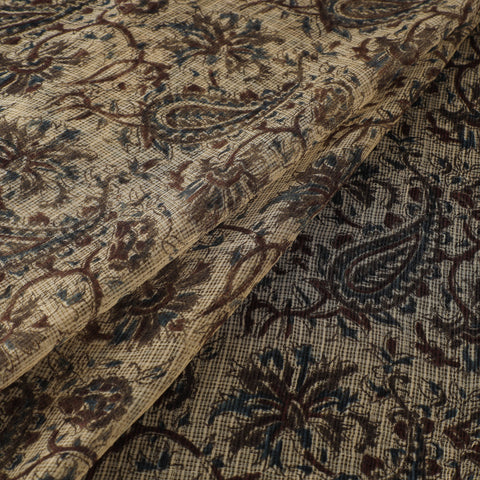Pedana Hand Block Print Natural Dyed Kota Doria Cotton Kalamkari Fabric 04