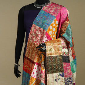 Multicolor - patchwork reversible silk bengal kantha work