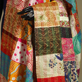 Multicolor - patchwork reversible silk bengal kantha work