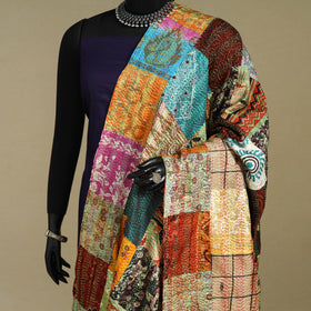 Multicolor - patchwork reversible silk bengal kantha work