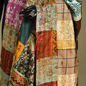Multicolor - patchwork reversible silk bengal kantha work