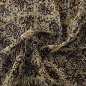 Pedana Hand Block Print Natural Dyed Kota Doria Cotton Kalamkari Fabric 04