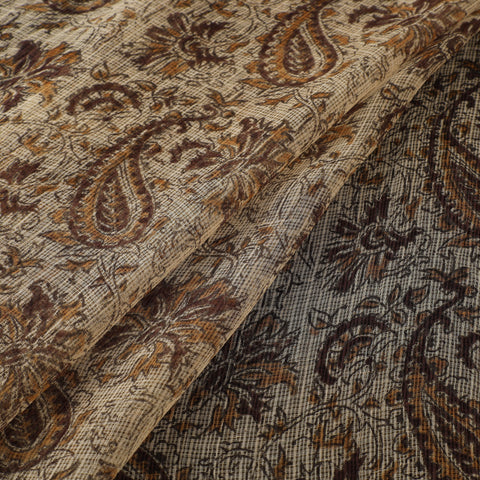 Pedana Hand Block Print Natural Dyed Kota Doria Cotton Kalamkari Fabric 06