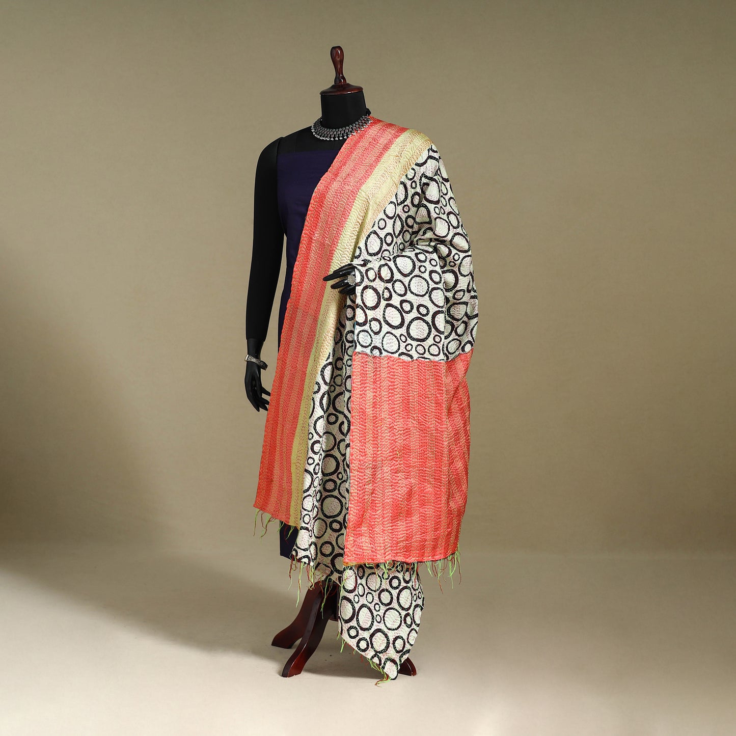 Multicolor - patchwork reversible silk bengal kantha work