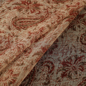 Pedana Hand Block Print Natural Dyed Kota Doria Cotton Kalamkari Fabric 05
