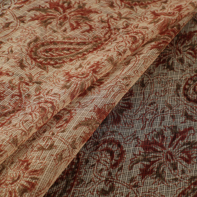 Pedana Hand Block Print Natural Dyed Kota Doria Cotton Kalamkari Fabric 05