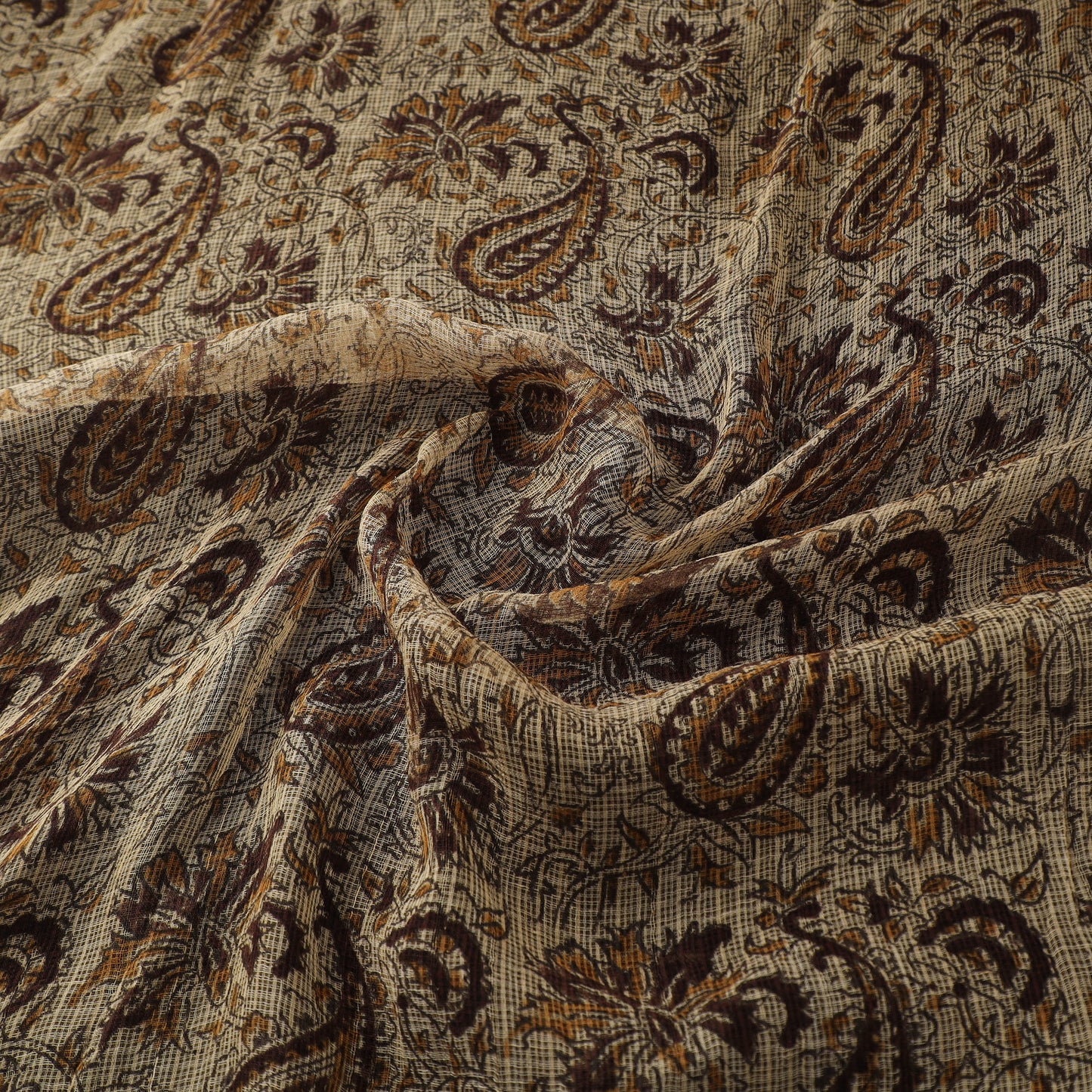 Pedana Hand Block Print Natural Dyed Kota Doria Cotton Kalamkari Fabric 08