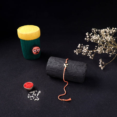 Handcrafted Meenakari Rakhi for Brother with Coir Box 25